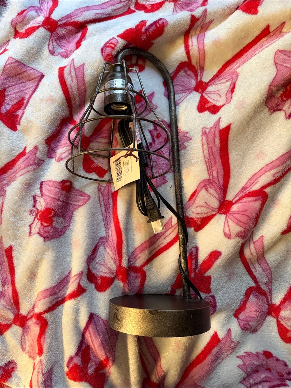 Industrial rustic silver Metal Task Lamp with Cage Shade